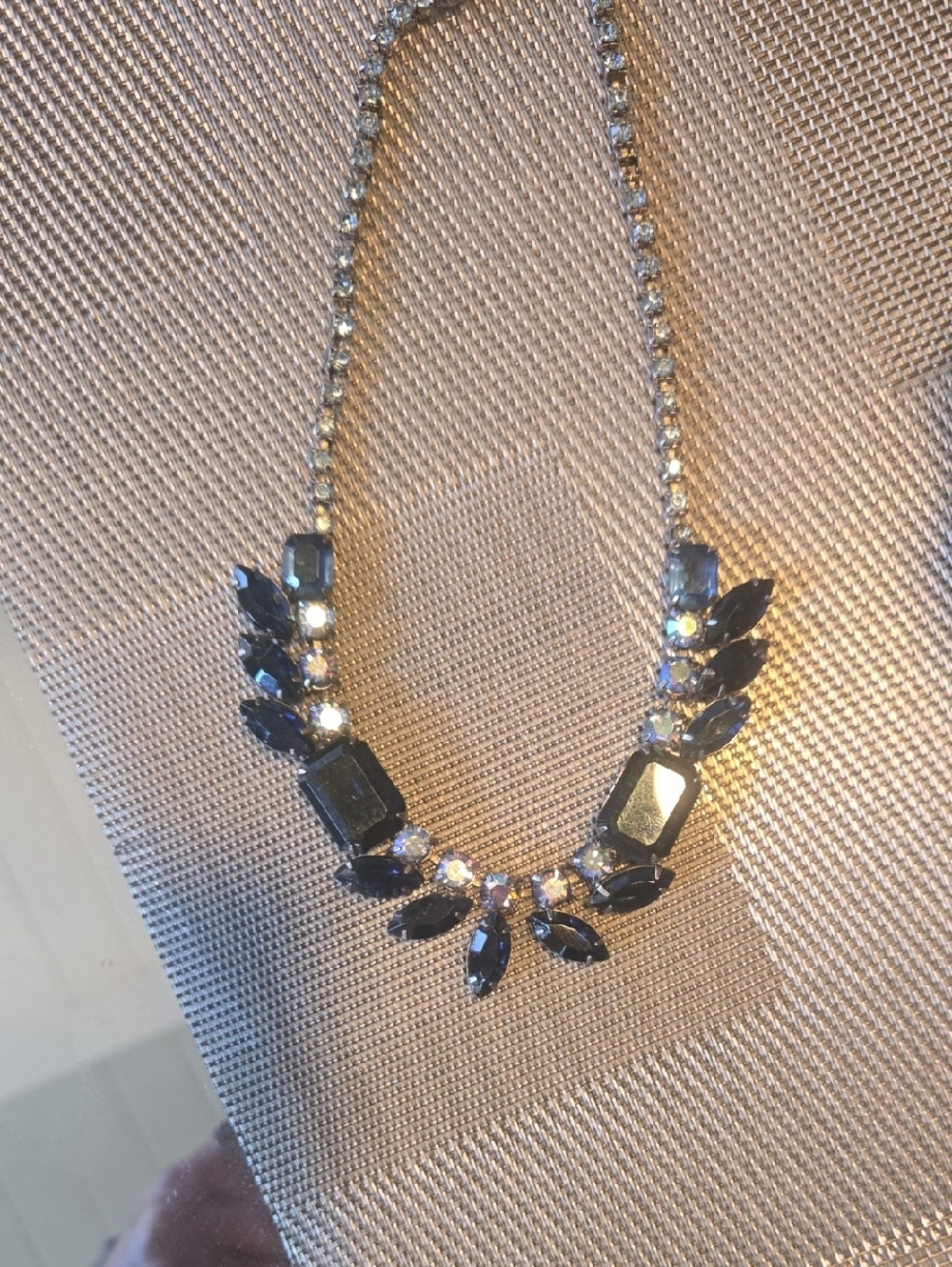 Statement Navy Crystal Bib Necklace - Unbranded